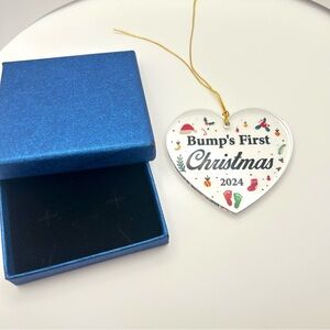 Heart-Shaped Christmas Ornament - Bump's First Christmas 2024 Acrylic 3"